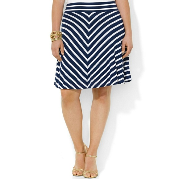 Lauren Ralph Lauren Dresses & Skirts - Lauren RL Navy & White Knit Knee Length Skirt L